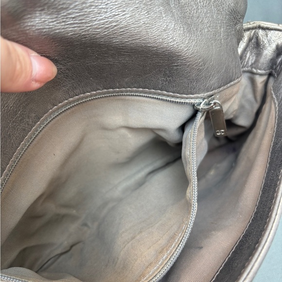Vintage Auth. CHANEL Metallic Silver Calfskin Modern Chain Flap, Silver Hardware - Picture 8 of 16